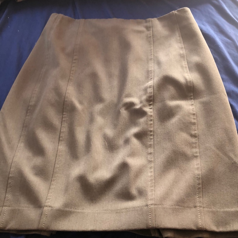 Grey-brown pencil skirt.